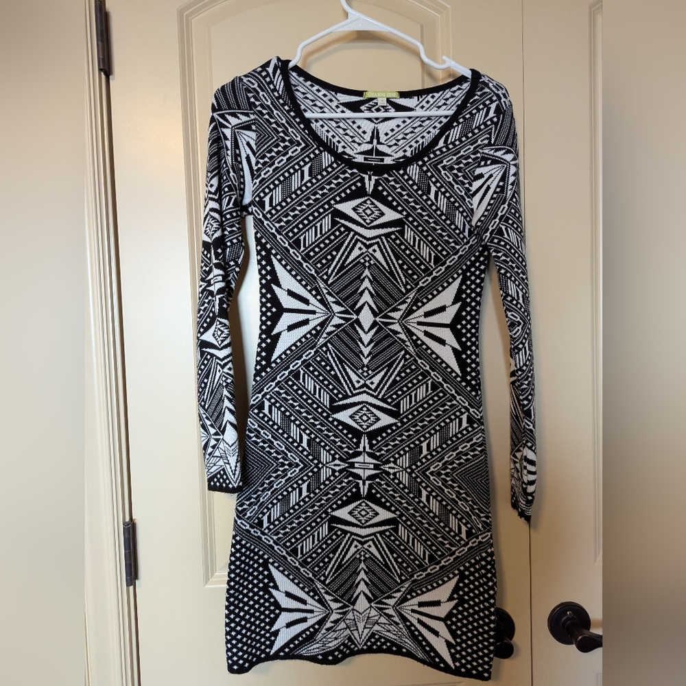 Gianni Bini Knit Sweater Dress Geometric